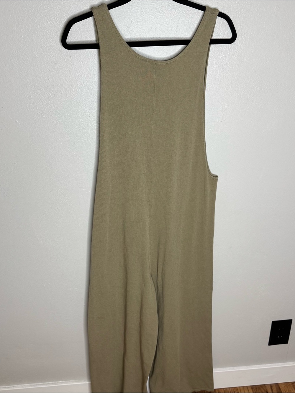 Böhme Olive Green Wide Leg Jumpsuit Scoop Neck Loungewear Romper Pockets - Picture 7 of 9